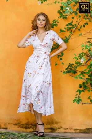 High low dress with criss cross top OK2217