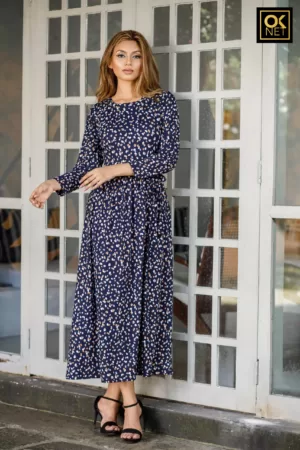 High neck dress with long sleeve OK22126