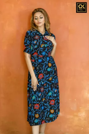 Top buttoned collar dress OK22129