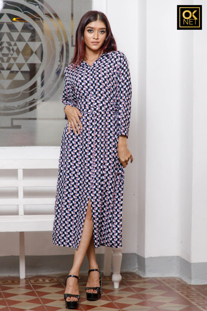 Geometrical printed shirt dress OK22225