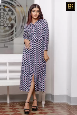 Geometrical printed shirt dress OK22225