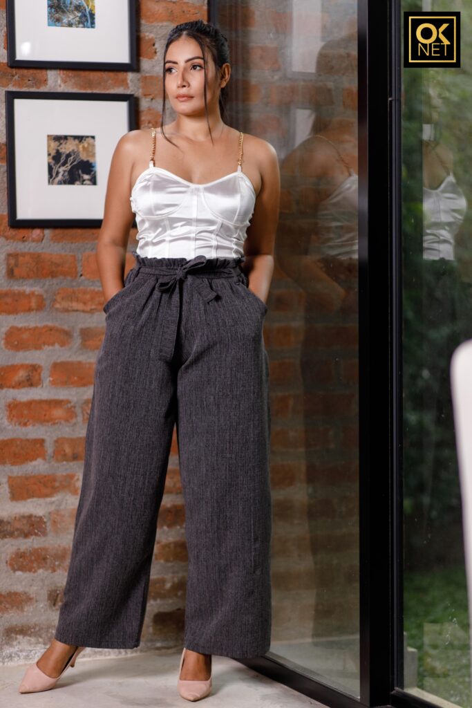 Paperbag waist belted pocket pants OK 52250