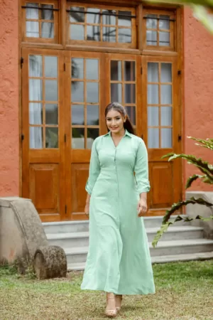 Pastel green long shirt dress OK92277