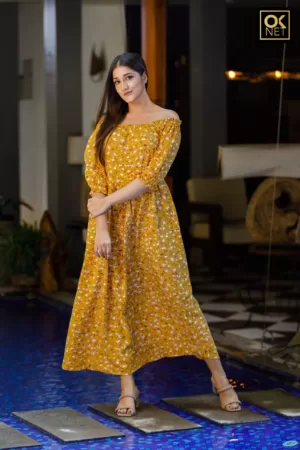 Flounce neck line dress OK12377