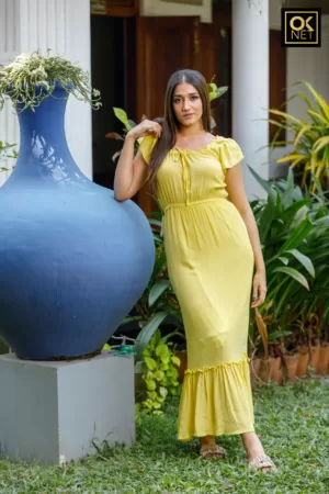 Draw string neck tie dress OK12391