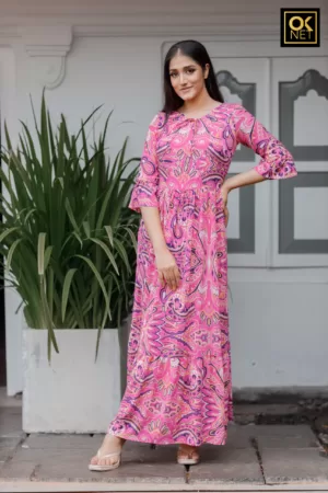Pintucked neck detail dress OK32370