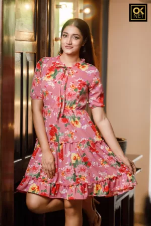 Ruffle Neck Dress OK32375