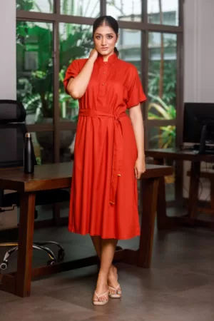 OK102377 Mandarin collar button dress