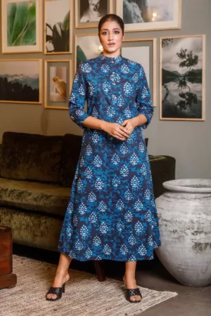 OK102383 Mandarin collar A line dress