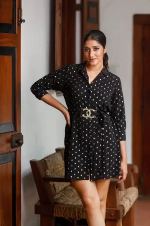 Shirt dress with belt OK122381